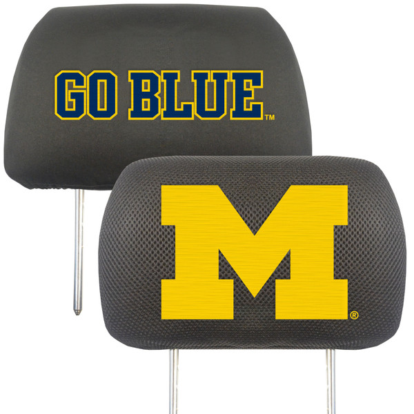 University of Michigan - Michigan Wolverines Head Rest Cover "Block M" Logo & Wordmark Black