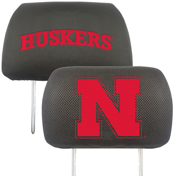 University of Nebraska - Nebraska Cornhuskers Head Rest Cover "Block N" Logo & Wordmark Black