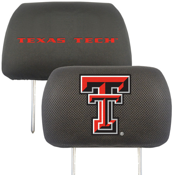 Texas Tech University - Texas Tech Red Raiders Head Rest Cover Double T Primary Logo and Wordmark Black
