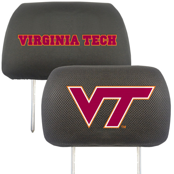 Virginia Tech - Virginia Tech Hokies Head Rest Cover VT Primary Logo and Wordmark Black