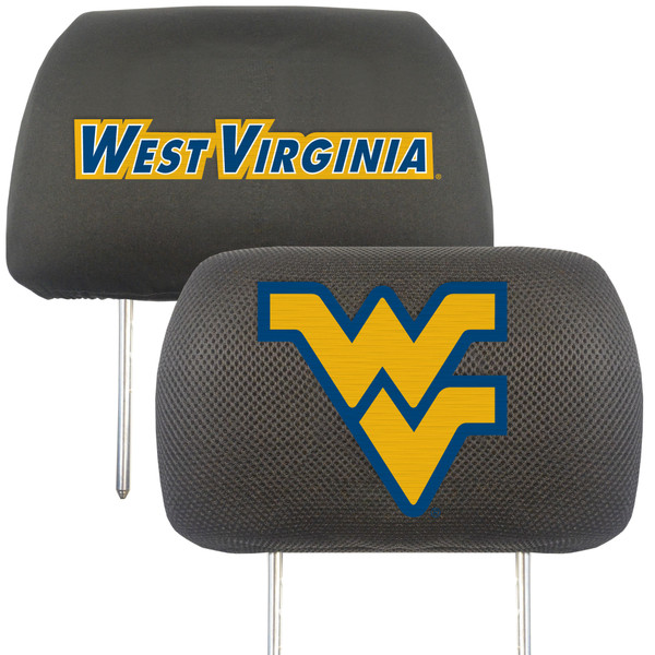 West Virginia University - West Virginia Mountaineers Head Rest Cover Flying WV Primary Logo and Wordmark Black