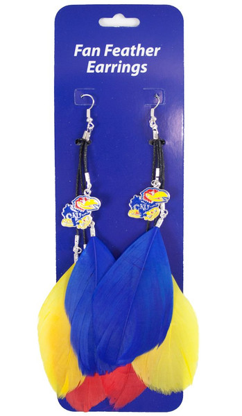 Kansas Jayhawks Team Color Feather Earrings