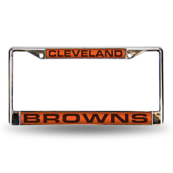Cleveland Browns Laser Chrome License Plate Frame Orange