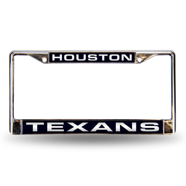 Houston Texans Laser Chrome License Plate Frame Blue