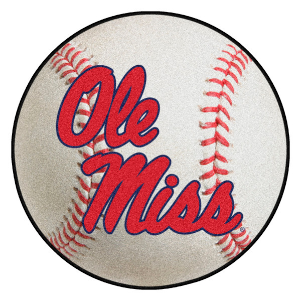 University of Mississippi - Ole Miss Rebels Baseball Mat "Ole Miss" Script Logo White