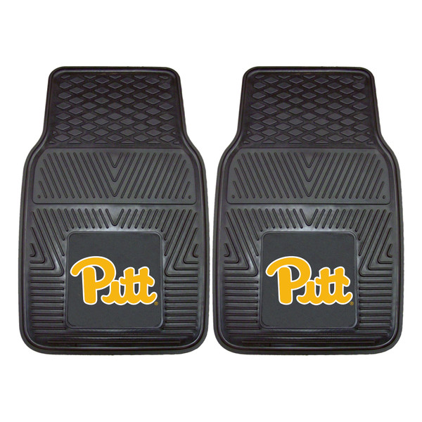 University of Pittsburgh - Pitt Panthers 2-pc Vinyl Car Mat Set "Script 'Pitt'" Logo Black