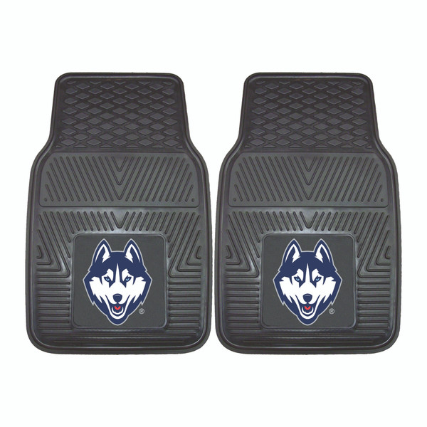 University of Connecticut - UConn Huskies 2-pc Vinyl Car Mat Set Husky Primary Logo Black