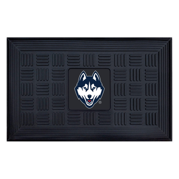 University of Connecticut - UConn Huskies Medallion Door Mat Husky Primary Logo Black