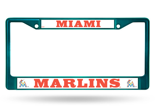 Miami Marlins License Plate Frame Metal Aqua