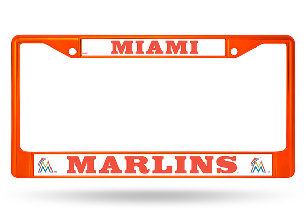 Miami Marlins License Plate Frame Metal Orange