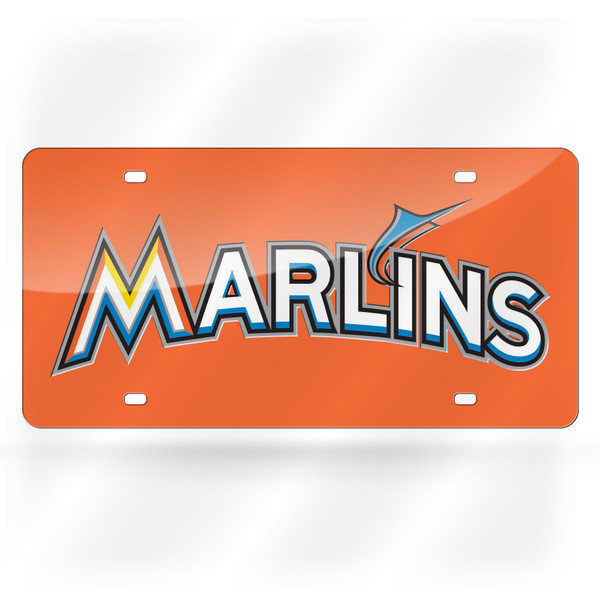 Miami Marlins License Plate Laser Cut Light Orange