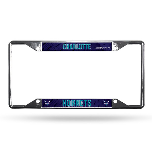 Charlotte Hornets License Plate Frame Chrome EZ View