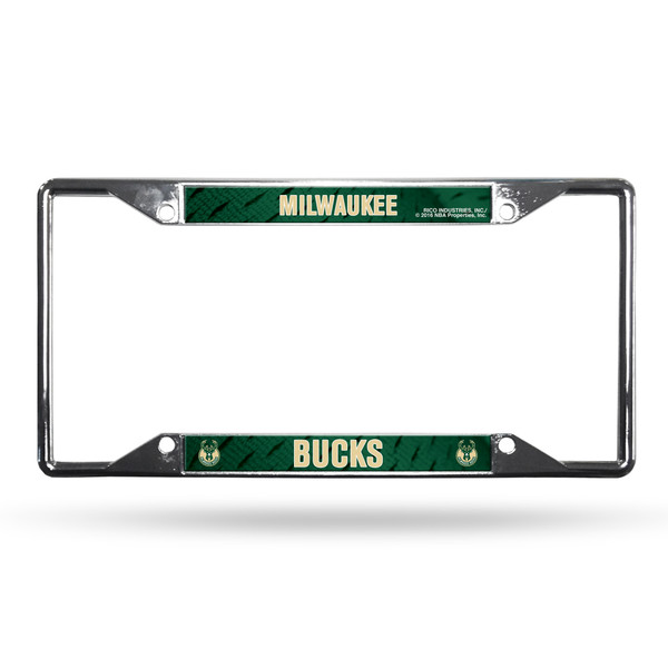 Milwaukee Bucks License Plate Frame Chrome EZ View