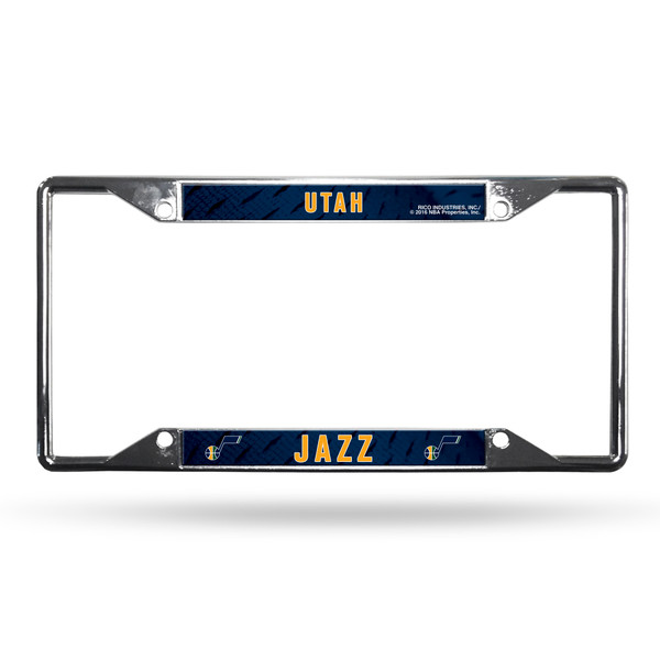 Utah Jazz License Plate Frame Chrome EZ View