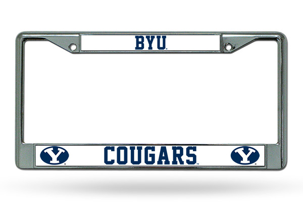 BYU Cougars License Plate Frame Chrome