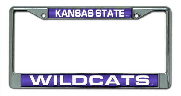 Kansas State Wildcats License Plate Frame Laser Cut Chrome