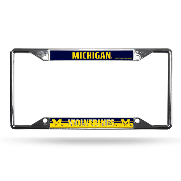 Michigan Wolverines License Plate Frame Chrome EZ View