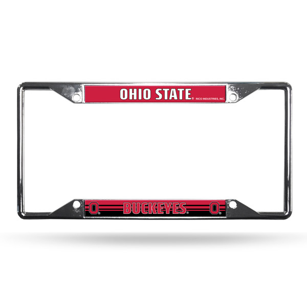Ohio State Buckeyes License Plate Frame Chrome EZ View