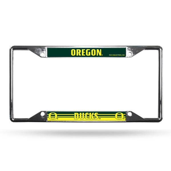 Oregon Ducks License Plate Frame Chrome EZ View