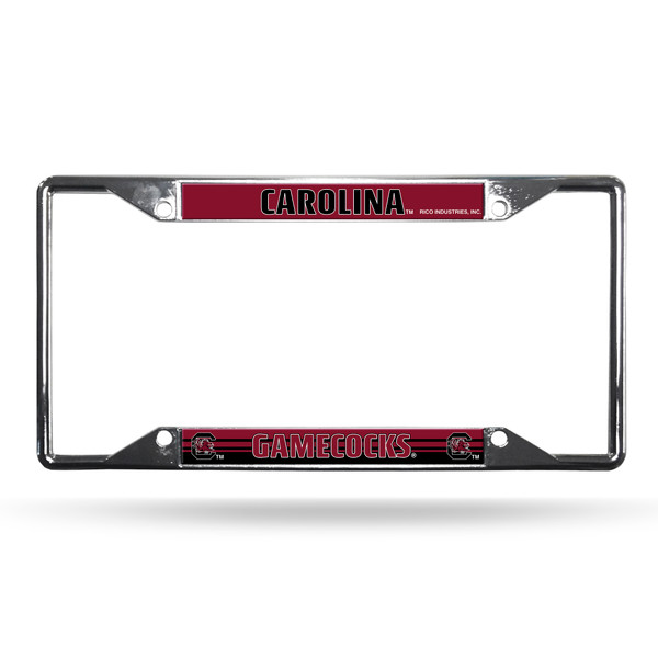 South Carolina Gamecocks License Plate Frame Chrome EZ View