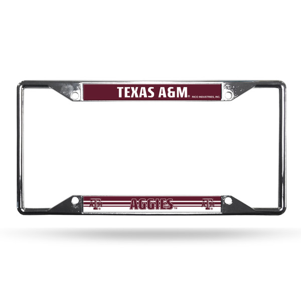 Texas A&M Aggies License Plate Frame Chrome EZ View