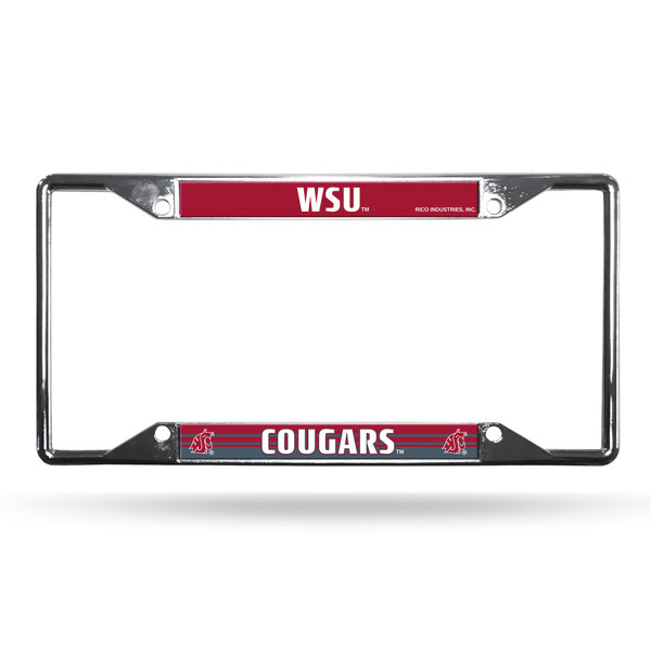 Washington State Cougars License Plate Frame Chrome EZ View