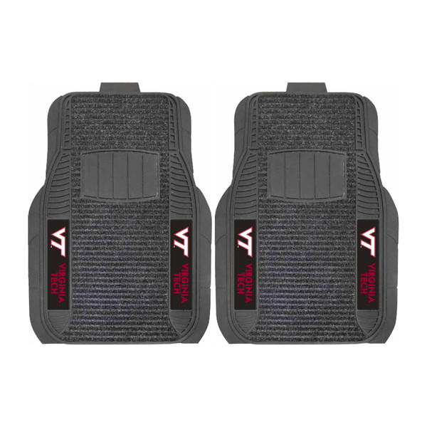 Virginia Tech - Virginia Tech Hokies 2-pc Deluxe Car Mat Set VT Primary Logo and Wordmark Black