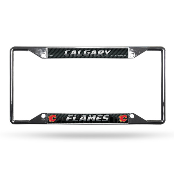 Calgary Flames License Plate Frame Chrome EZ View