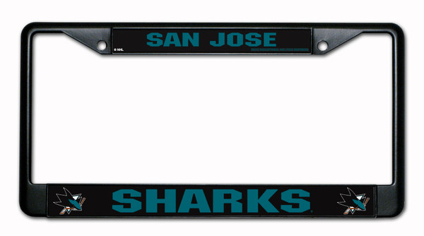 San Jose Sharks License Plate Frame Chrome Black