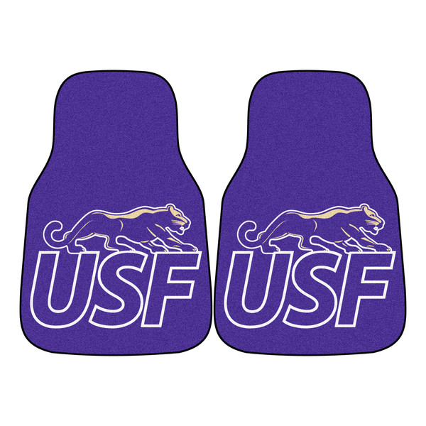 University of Sioux Falls - Sioux Falls Cougars 2-pc Carpet Car Mat Set "Cougar & USF" Logo Purple