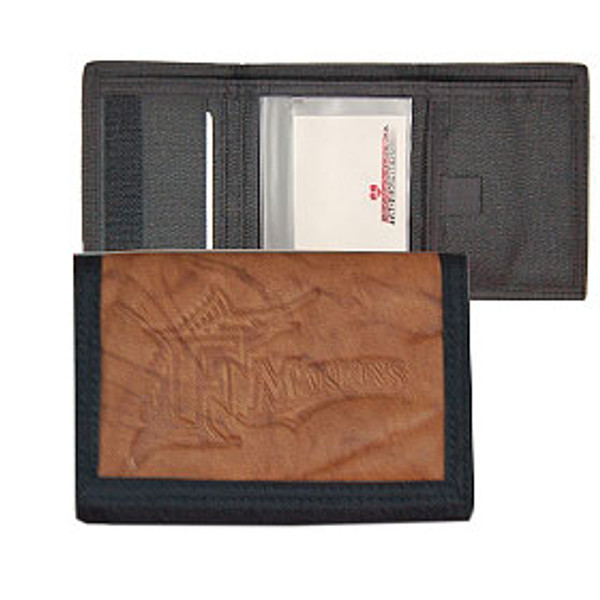 Florida Marlins Leather/Nylon Embossed Tri-Fold Wallet