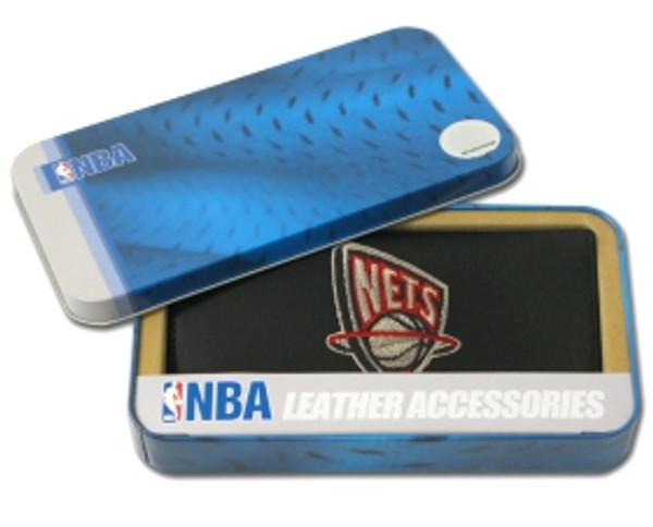 New Jersey Nets Checkbook Cover Embroidered Leather