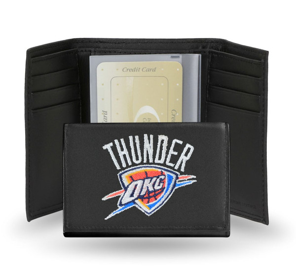 Oklahoma City Thunder Embroidered Leather Tri-Fold Wallet