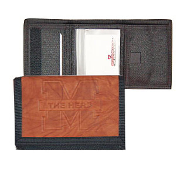 Marshall Thundering Herd Leather/Nylon Embossed Tri-Fold Wallet