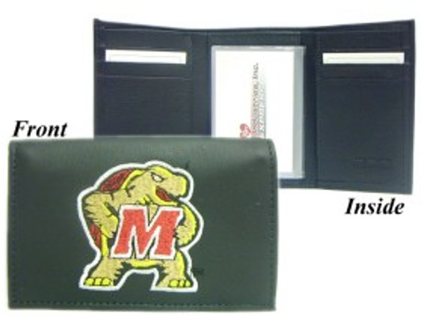 Maryland Terrapins Wallet Trifold Leather Embroidered