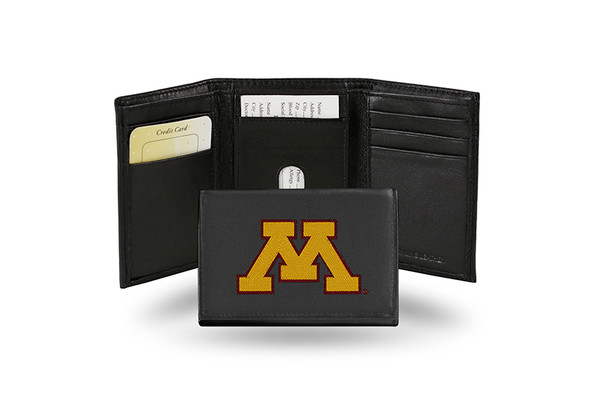 Minnesota Golden Gophers Wallet Trifold Leather Embroidered