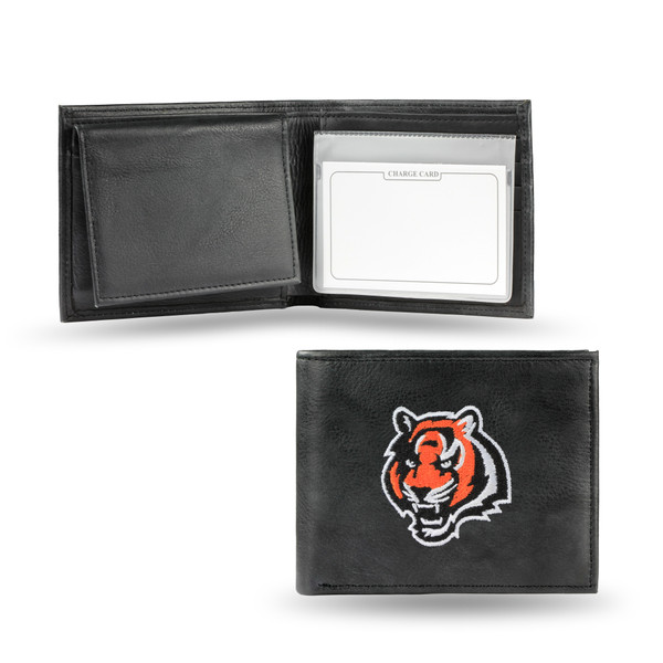 Cincinnati Bengals Wallet Billfold Leather Embroidered Black