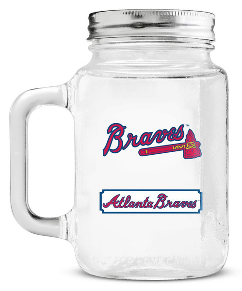 Atlanta Braves Mason Jar Glass With Lid