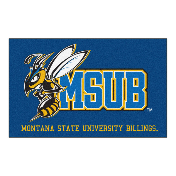 Montana State University Billings - Montana State Billings Yellow Jackets Ulti-Mat "Yellow Jacket & MSUB" Logo & Wordmark Blue