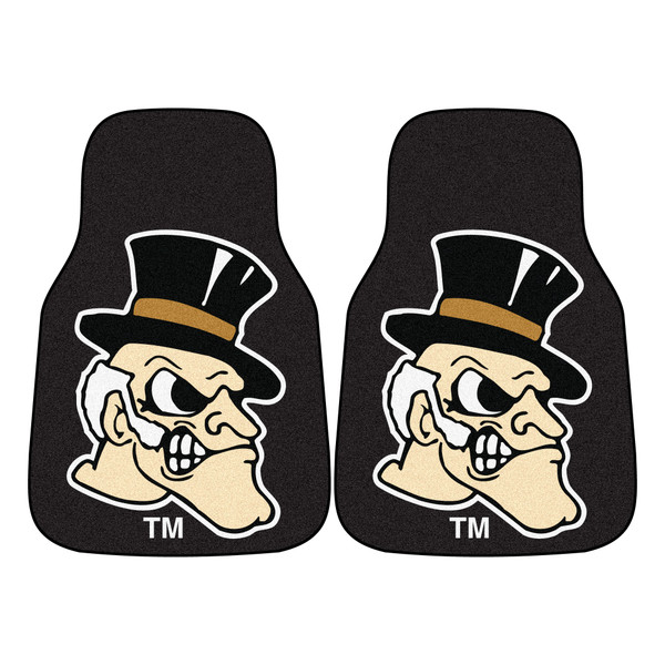 Wake Forest University - Wake Forest Demon Deacons 2-pc Carpet Car Mat Set "Demon Deacon" Logo Black