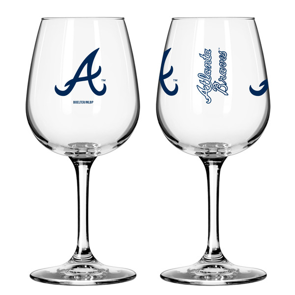 Atlanta Braves Glass 12oz Wine Game Day