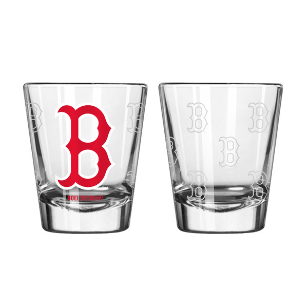 Boston Red Sox Shot Glass Satin Etch Style 2 Pack