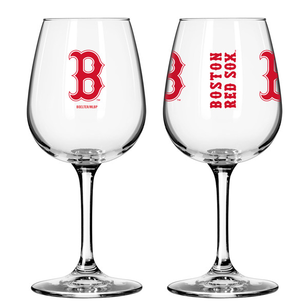 Boston Red Sox Glass 12oz Wine Game Day
