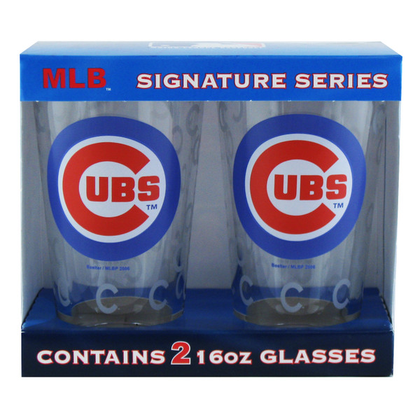 Chicago Cubs Satin Etch Pint Glass Set
