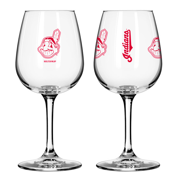 Cleveland Indians Glass 12oz Wine Game Day