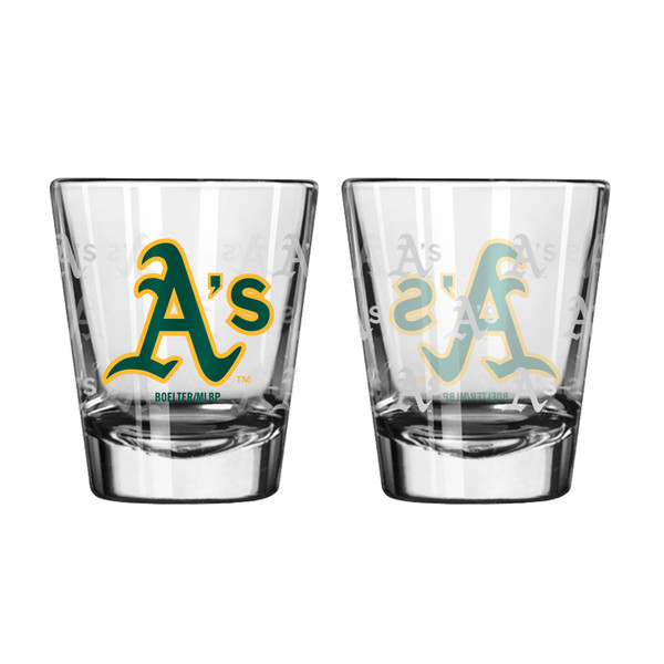 Oakland Athletics Shot Glass - 2 Pack Satin Etch
