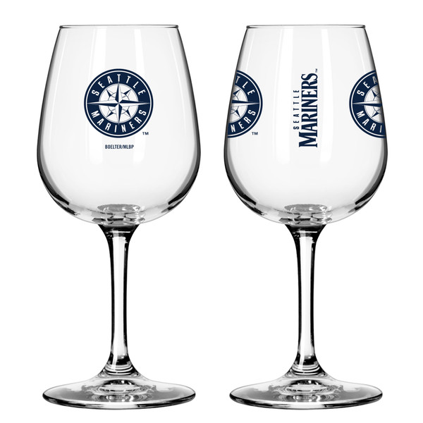 Seattle Mariners Glass 12oz Wine Game Day