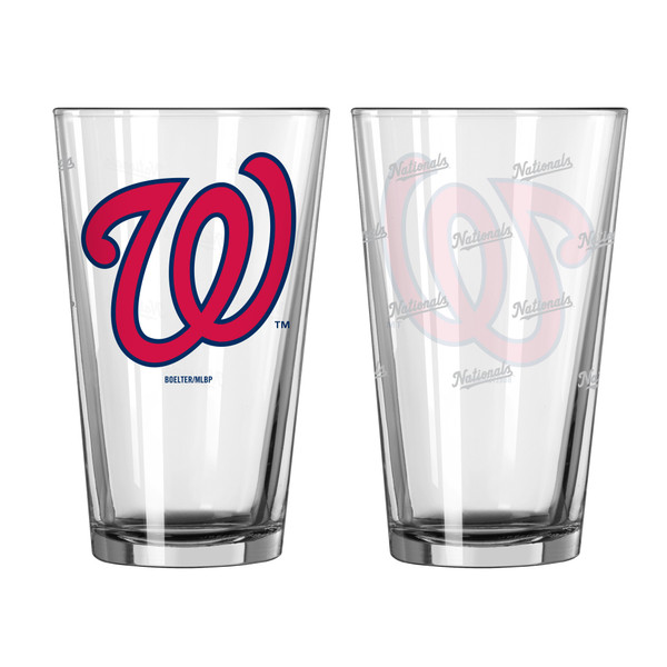 Washington Nationals Glass Pint Satin Etch 2 Piece Set