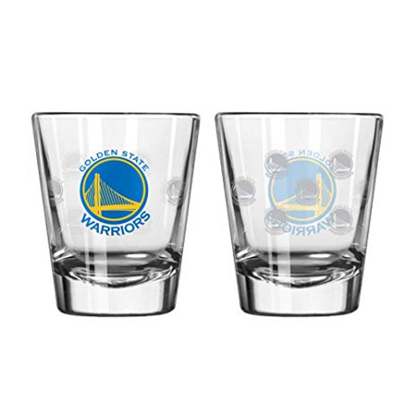 Golden State Warriors Shot Glass Satin Etch Style 2 Pack