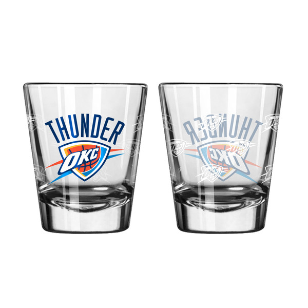 Oklahoma City Thunder Shot Glass - 2 Pack Satin Etch